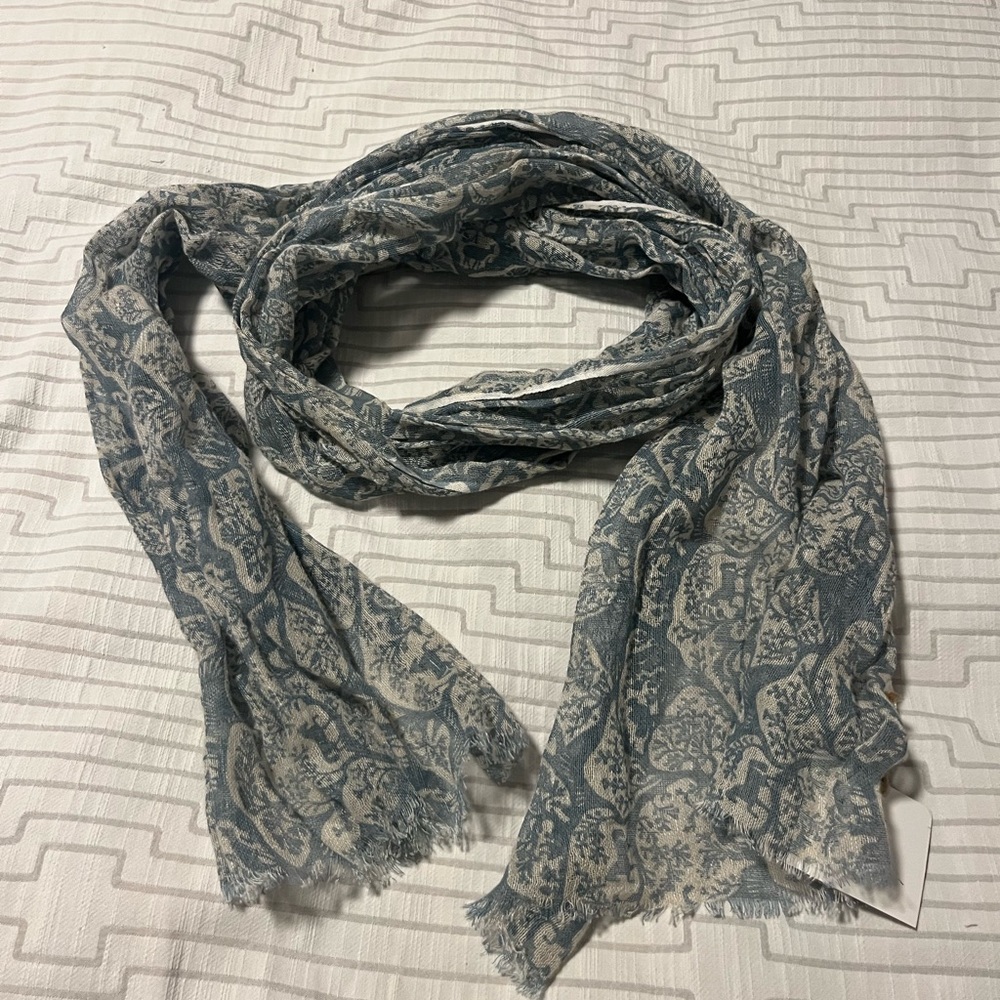 NWT - Bohemian, Cottagecore, Fairy Blue and Cream Scarf